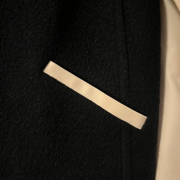 XS Club Monaco Navy blue Wool White Leather Bomber Jacket - Picture 7 of 14